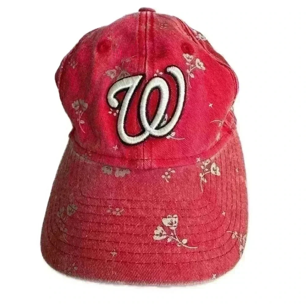 Washington Nationals Red Floral Bloom Red Adjustable Hat Womens New Era 9Twenty